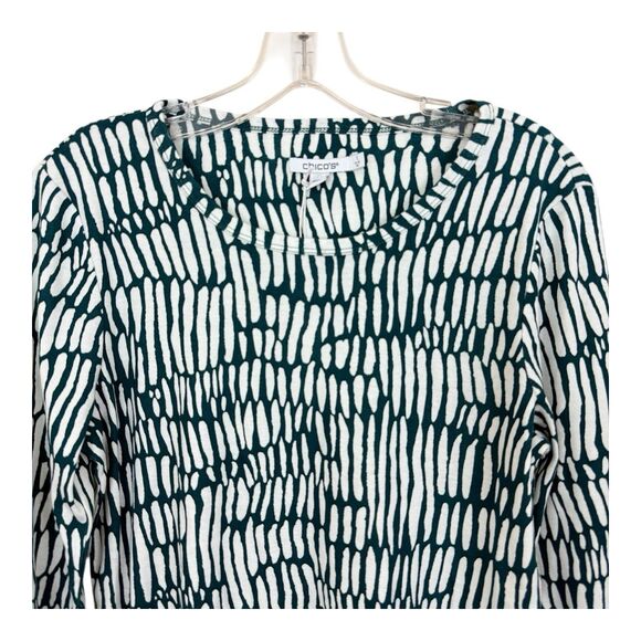 Chico's Marker Everyday Tee Women's Size 1 Medium 3/4 Sleeve Peacock Teal Pima - Picture 1 of 11